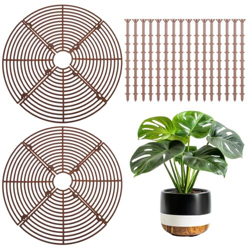 Bewudy 30cm Blumentopf Abdeckung, 2 Stück Blumentopfgitter, Blumentopf Schutz vor Katzen Gitter für Blumentöpfe schützt die Pflanzeerde vor Tieren und Kindern(Kaffee)