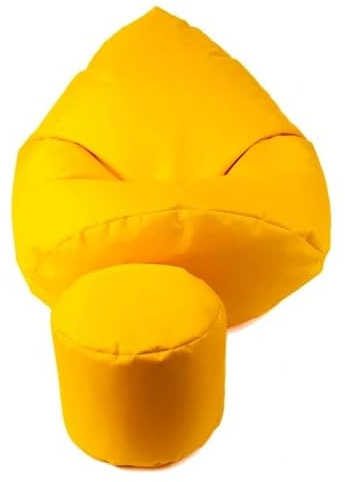 Slevobox Sitzsack mit Hocker Gelb 112x82x82 cm - XXL Sitzsack Erwachsene mit Füllung - Schlafzimmer und Wohnzimmer Möbel - Indoor Sitzsäcke Wasserdicht - Lounge Sessel - Bean Bag