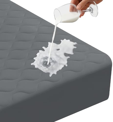 Ystyle Matratzenschoner Wasserdicht 90x200cm, Wasserdicht Atmungsaktive Matratzenbezug, Tiefe Tasche Matratzenbezug Dehnt Sich Bis Zu 30 cm, Rundumbezug Elastisch Matratzenschutz, Grau