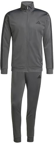 adidas Men's SPORTSWEAR BASIC 3 STRIPES TRICOT TRACKSUIT, grey six, M Tall