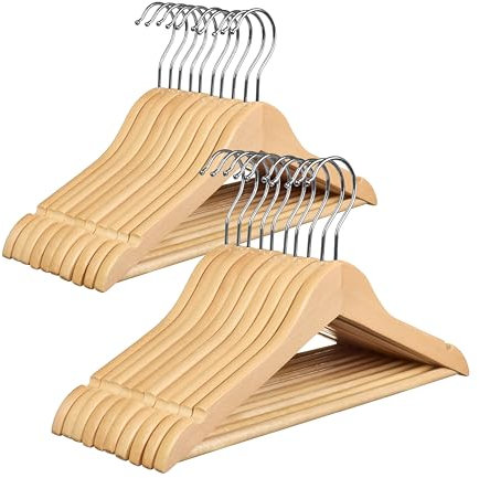 OGIVO Kinder-Kleiderbügel – Set er 20 – Kinder Kleiderbügel aus Holz – 32 cm – Kinder Holzbügel Natur