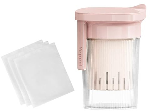 SZLIFE Barattolo per yogurt greco, colino per yogurt secco, filtro per soia per succhi di frutta, Rosa