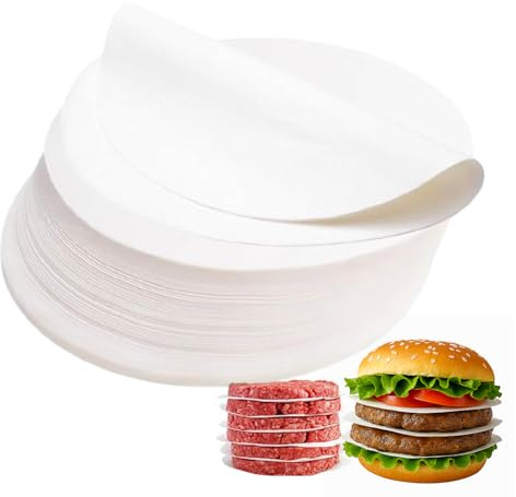 Hugwish 2000 Stück Burger Papier Rund 15cm für Burgerpresse Ø 15 cm, Burgerpapier Antihaft, Backpapier für Hamburgerpresse/Burger Pattie Presse (2000, 15cm)