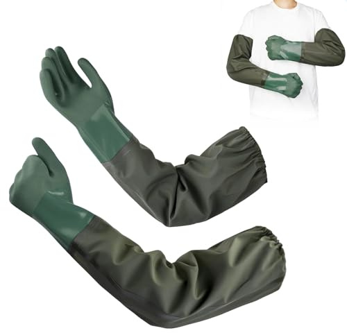 Dwitkul Guanti Lunghi Impermeabili Guanti per la Pulizia Dello Stagno 70 cm Guanto Gomma Guanto da Lavoro Guante Protettivi Lunghi Proteggono le Mani da Olio Resistenti ali Agenti Chimici