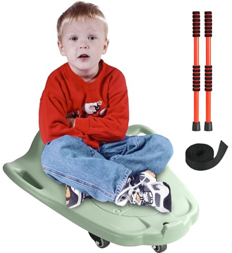 Generisch Scooterboard mit Paddel, Bodenscooter für Kinder, Indoor-Sitzscooter mit Griffen und 5 leisen Rollen, Hochleistungs-Turnroller für sensorisches Training, Rollbrett aus Kunststoff,Teal