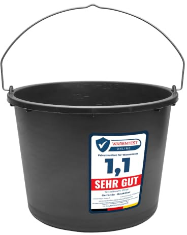 Garronda Putzeimer 3 Pack 12 L Baueimer Mörteleimer Maurerkübel GD-0168 | mit Metallhenkel, aus recyceltem Kunststoff, für Baustelle, Garten und Haushalt, als stabiler Maurerkübel
