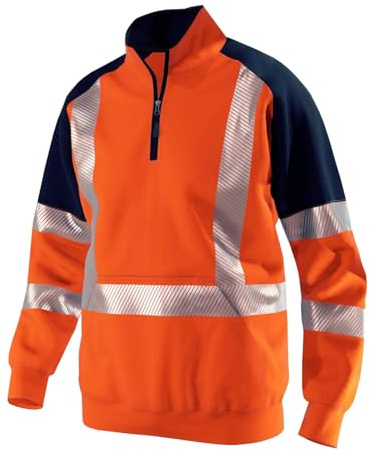 RUMAOZIA Sudadera de alta visibilidad para hombre con cremallera cuarta chaqueta de alta visibilidad otoño invierno chaqueta de advertencia contraste reflectante suéter a prueba de viento cálido