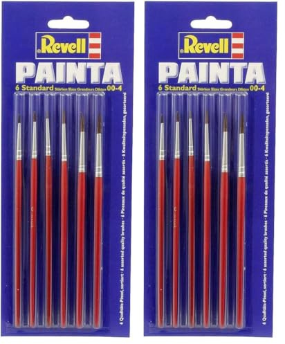 Revell - 29621 - Accessoire Maquette - Pinceaux Bois - Pinceaux Standard 6 Tailles, 00-4 (Lot de 2)