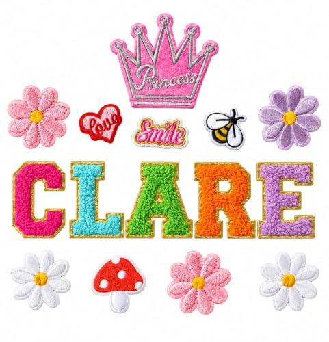 Personalised Iron-On Letter Patches Custom Name or Message + 10 Bonus Stickers Girls Gift UK