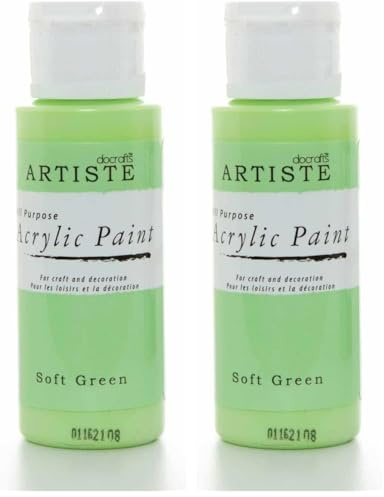 Artiste Acrylic Paint 59ml 2Oz Soft Green, Quick-Drying Professional Art, Craft and Hobby Artists Paint, Vibrant Colour, Water-Based Paints Cover All Surfaces with Ease, Ideal for Travel Artists