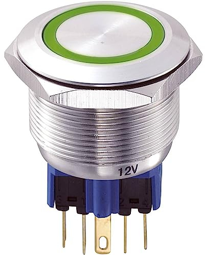 TRU COMPONENTS 701946 GQ25-11E/G/12V Vandalismusgeschützter Drucktaster 250 V/AC 5 A 1 x Ein/(Ein) tastend Grün IP65 1