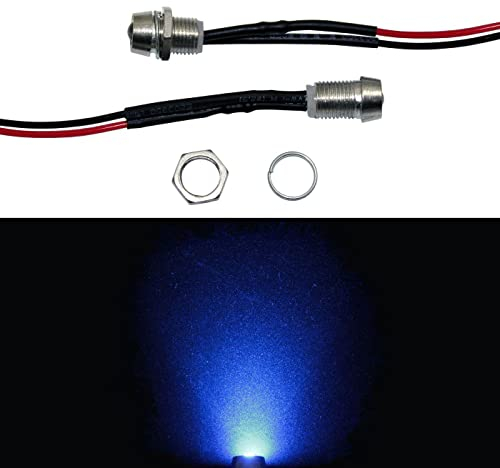 Lumonic 5x Superhelle Schraub LEDs mit Vorwiderstand für 5V Anwendungen - High Power LEDs mit Anschlusskabel zum selber Löten DIY in Farbe Blau - Durchmesser: 5mm