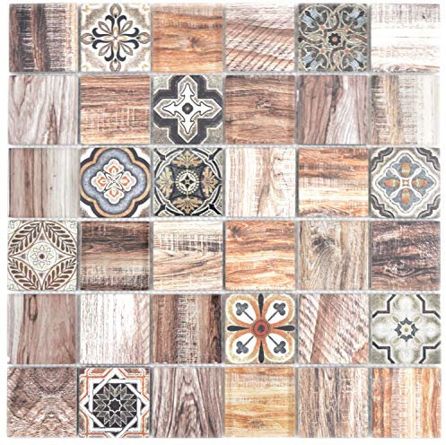 Mosaik Fliese Quadrat Crystal mix braun für WAND KÜCHE Fliesenspiegel Thekenverkleidung Wandverblender