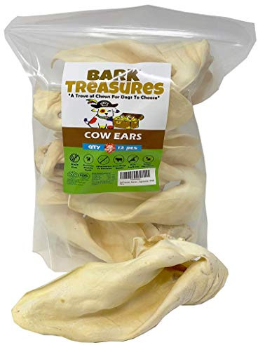 Bark Treasures Cow Ears Dog Treats - Premium Thick Cow Ears, Safe Rawhide Alternative - 12 Pcs/Pack