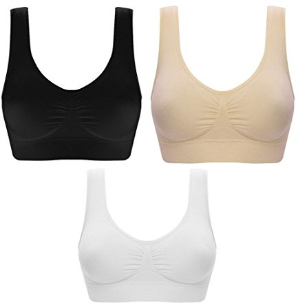 SZJH 3 Pack of Simply Ultra Comfort Seamless Sport Style Bra with Removable Pads