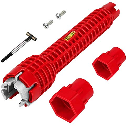 Sink Faucet Installer Socket Wrench,Sink Wrench Plumbers Faucet and Sink Installer Tool Scaffold Tap Spanner Wrench Pipe Spanner Toilet Wrench for Kitchen Plumbing Repair (Red A)