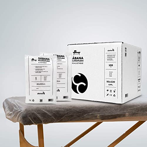 100 Stück Einweg Bettlaken Verstellbar 95x220 cm - Kosmetikliege Bezug, Massageliege Auflage - Einweg Vliesstoff für SPA, Tattoo, Massagesalon, Kosmetikstudio Zubehör, Liegen Unterlage