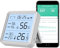 Sensor inteligente de humedad de temperatura WiFi, termómetro higrómetro inalámbrico, reloj incorporado y pantalla de hora, monitor inteligente de temperatura de humedad con aplicación Tuya