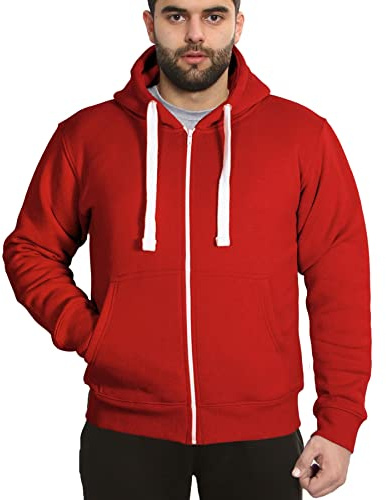 A2Z Mens Fleece Plain Zipper Sweatshirt Hooded Safety Zipper Long Sleeve S/M/L/XL/XXL/3XL/4XL