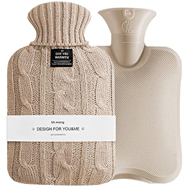 OliviaLiving Hot Water Bag Hot Water Bottle 2 Liters Heat Up and Refreezable Hot Cold Pack with Knit Cover for Pain Relief Hot Cold Therapy