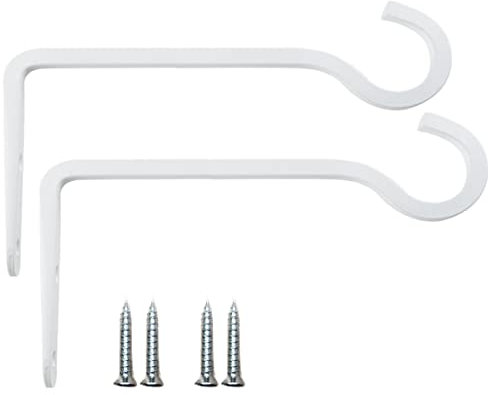 HH-LIFE 2 Stück 21x10 cm, Weiß Metall Wandhaken Hänge Halterungen, Pflanzenaufhänger Haken für den Innen und Außenbereich, Haken für Vogelfutterspender, Pflanzgefäße, Laternen, Windspiele