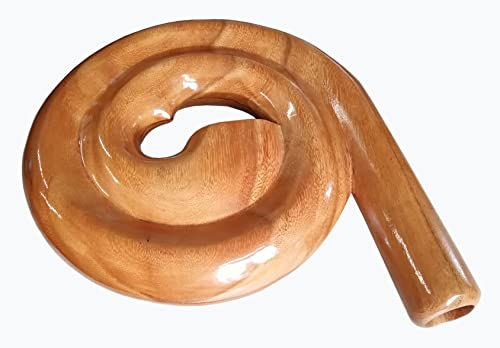 Wogeka - Schönes rundes Didgeridoo - Schnitzerei aus Holz als Geschenk-Idee zu Geburtstag Weihnachten zur Wand-Dekoration Musik-Instrument Handarbeit (natur)