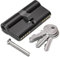Bwintech Verrou à cylindre européen noir 80 mm 35/45, serrure à barillet de porte, clé/clé avec 3 clés standard, anti-crochetage, anti-choc, haute sécurité pour portes en bois, PVC et composite