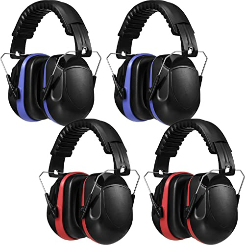 Yunsailing 4 Pack Ear Muffs for Noise Reduction, Red and Blue