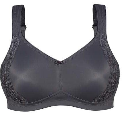 Susa BH ohne Bügel I Minimizer BH mit seitlich am Cup angebrachter Spitze I Bügelloser BH mit Breiten, gepolsterten Trägern I Starker Minimize-Effekt
