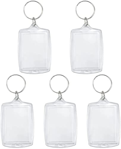 Lot de 5 porte-clés photo vierges double face avec anneau fendu, comme indiqué, taille M