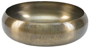 Serene Spaces Living 10.5 Vintage Gold Round Iron Bowl, Large Table Centerpiece, Gold Container for Floral Arrangement, Potpourri, Fruits, Candles, Ornaments, Candies, Accessories, Handmade in India