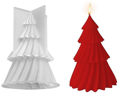 Silikonform Weihnachten, 3D Weihnachtsbaum Kerzenform Silikon, Weihnachten Silikonform Kerzen, DIY Weihnachtsbaum Kerzengießformen für Weihnachten Deko, Kerzenherstellung, Kunsthandwerk (Größe)