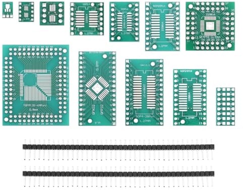 eMagTech 51 Stück 12-Arten SMD Zu DIP Adapter Boards Kit SOP8 SOP10 SOP14 SOP16 SOP20 SOP24 SOP28 0402/0603/0805 SMT SOT89/SOT223 TQFP100 QFN32 QFN44/48 mit 40 Stück 2,54mm Pin Header