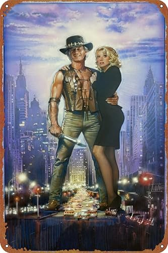 Crocodile Dundee Poster – Kreatives Blechschild für Zuhause, Garten, Bar, Restaurant, Café, Büro, Geschäft, Club, 20,3 x 30,5 cm, perfekte Kaffee-Dekoration, Geschenk