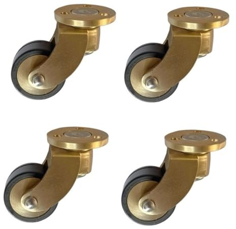 4 Stück Rollen 25mm massivem Messing Rad, 360° Stangenlos Schwenkbar, Bewegliche Räder, 1inch Gummirollen für Möbel, Rundes Stück Typ, Last 150kg, mit 12 Schrauben (Color : JiaoLun, Size : High)