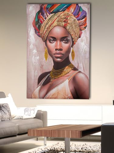 GILDE Deko großes Bild XXL Wandbild Wohnzimmer groß - Leinwandbild - Wanddekoration rechteckiges Frauenbild auf Lein Wand 3D Optik - mehrfarbig 80 x 120 cm