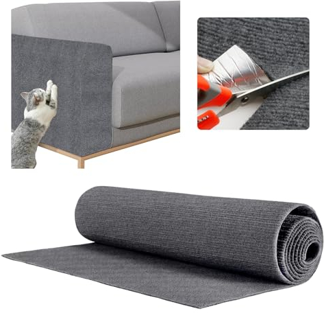Rigidstone Kratzmatte Katze,DIY Zuschneidbare Selbstklebende Teppich, Kratzmatte Sofa Kratzmatte Katze Wand Kratzschutz Katzenkratzmatte für Schützt Teppiche Sofa Möbelschutz (Gray, 30 * 100CM)