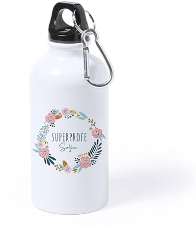 Genérico Botella Personalizada Super Profe Nombre Botellas de Agua Aluminio Regalo Profe Profesora