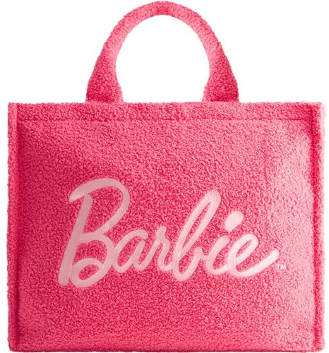 FUL Damen Barbie Large Tote Bag for Women, Faux Sherpa Travel Carryall Shoulder Handbag with Trolley Sleeve Tragetasche, Pink