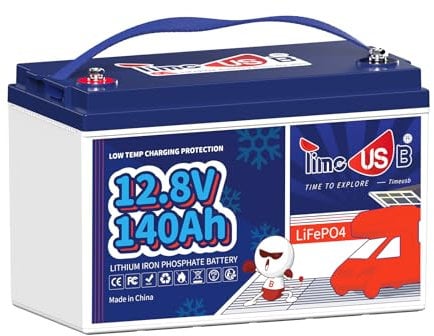 Timeusb Batteria LiFePO4 12V 140Ah Batteria al Litio con Protezione BMS dalle Basse Temperature,Fino a 15000 Cicli,Batteria Ricaricabile da 1792Wh Per Backup Domestico Camper Trolling Motor Off-Grid