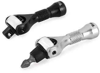Titan 11332 2-teiliges 1/4-Zoll-Antrieb x 2-1/4-Zoll-90-Zahn-Schwenkkopf-Nano-Ratschen- und Ratschen-Bit-Treiber-Set