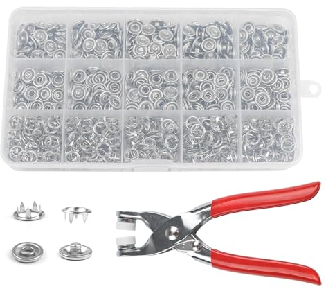 ASSRECT Kit de 200 Boutons Pression Métal Argenté avec Pinces et Boîte de Rangement pour Bavoirs de Bébé, Projets de Bricolage, Jeans, Sacs