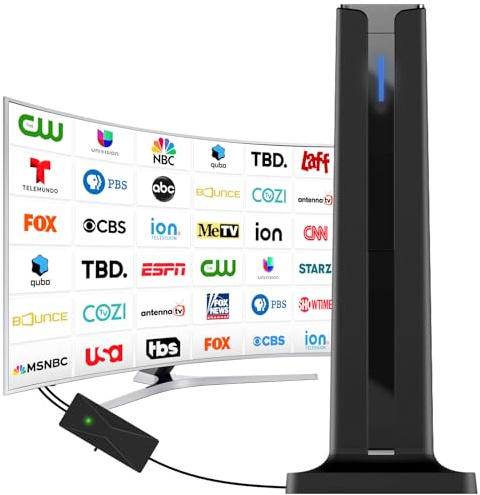 Digital TV Antenna for Smart TV Indoor,2026 TV Antenna with 3M Stick Base, 360°&Long Range Reception HDTV Antenna for Local Channels, Easy Installation Antennas for TVs Without Cable (7.0 in)