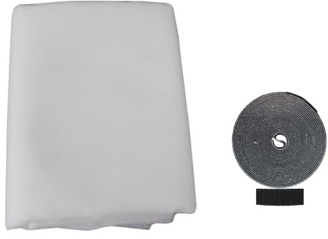 KEROPPA Mosquitera para Ventana, Mosquitera con Velcro, Protección Contra Insectos Ajustable, 170x180 cm, Ajustable, Fácil Instalación, para Puerta de Terraza, Jardín, Blanco