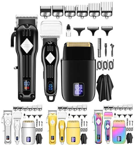 INF Professionelles Haarschneider- und Bartschneider-Set, mit Intelligenter LED-Bildschirm, 3 einstellbare Stufen, Scharfe Klingen aus rostfreiem Stahl, Leistungsstarker Motor