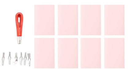 Stempelherstellungs-Set, 8 Stück, rosa Gummi-Schnitzblöcke, Linolschneider-Set, Linolschnitt-Schnitzwerkzeuge für Blockdruck, Druckzubehör