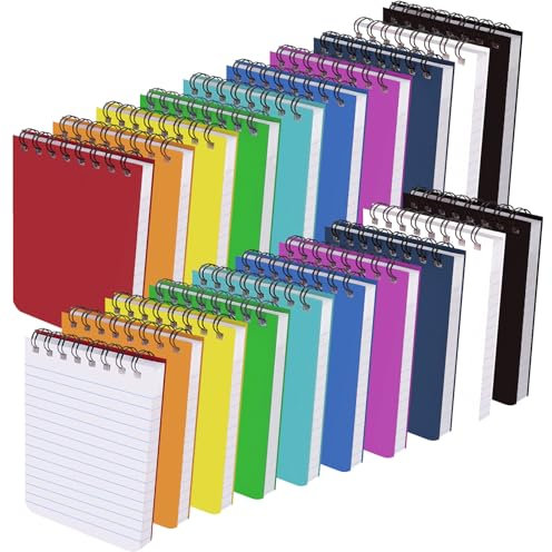 QUMENEY 20 Stück Small Kleine Notizbücher Notebooks Pocket Mini Notepad Spiral Lined Note Book Colorful Portable Memo Notebook Tasche Mini Notizblock Spirale gefüttertes Notizbuch Buntes tragbares