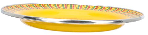 Amosfun Fruit Dish BBQ Tray Enamelware Plate Simple Kitchen Tableware Yellow Sturdy Stylish Serving Plate