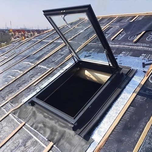 Tragaluz de mano grande con vidrio templado para terraza solárium, sótano y entrada al ático, ventana de techo de aluminio de tamaño personalizado, puerta de iluminación diurna de 40 x 30 pulgadas,
