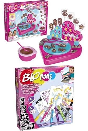 Lansay - LOT : 1 Mini Delices Création Tablettes de Chocolat + 1 BLOPENS Set Activités Féeriques - Idée Cadeaux pour Enfants Dès 5 Ans - Atelier Chocolat et Kit Dessins avec Feutres à Souffler